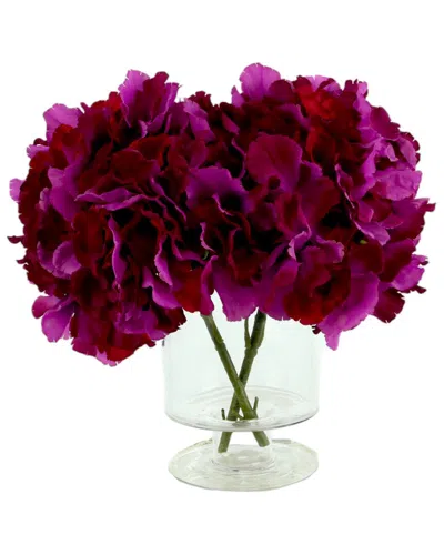 Shop Creative Displays Purple & Blue Hydrangea Arrangement In Decorative Glass Vase