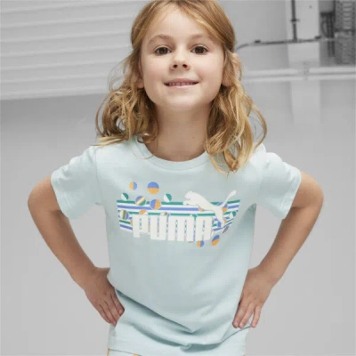 Shop Puma Ess+ Summer Camp Little Kids' T-shirt In Turquoise Surf