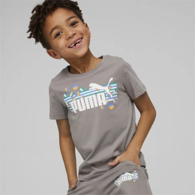 Shop Puma Ess+ Summer Camp Little Kids' T-shirt In Cast Iron