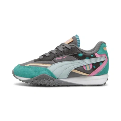 Shop Puma Blktop Rider Summer Camp Little Kids' Sneakers In Cool Dark Gray-turquoise Surf-sparkling Green