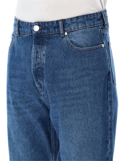 Shop Ami Alexandre Mattiussi Ami Paris Loose Fit Jeans In Medium Blu