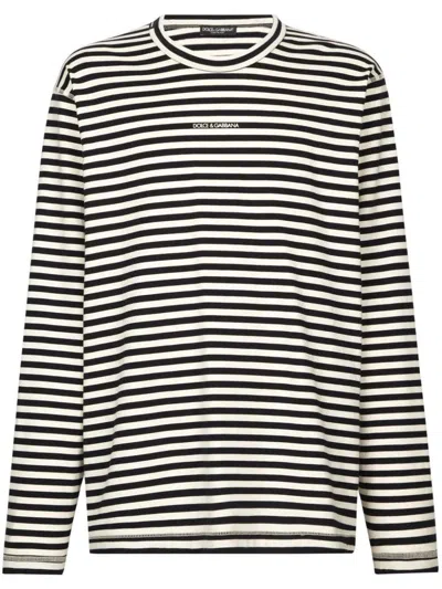 Shop Dolce & Gabbana Long Sleeve Striped T-shirt Clothing In Black