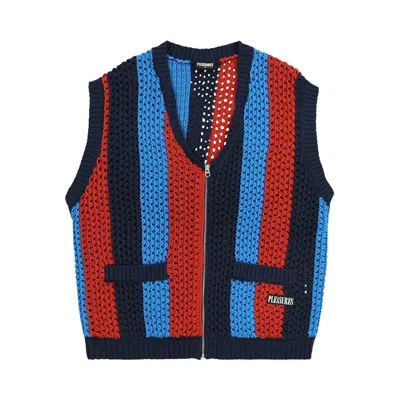 Pre-owned Pleasures Hombre Cardigan Vest 'multicolor' In Multi-color