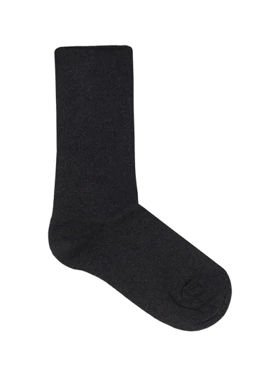 Shop Brunello Cucinelli Metallic Knitted Socks In Black
