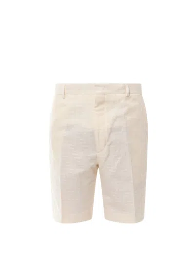 Shop Fendi Ff Jacquard Bermuda Shorts In White