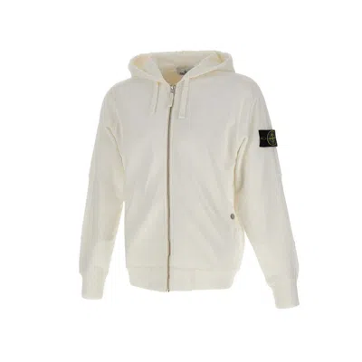 Shop Stone Island Logo Patch Zipped Hoodie In White