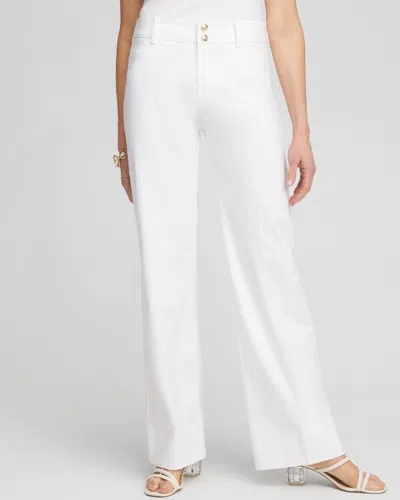 Chico's Trapunto Relaxed Straight Leg Pants In White Size 4 |  In White
