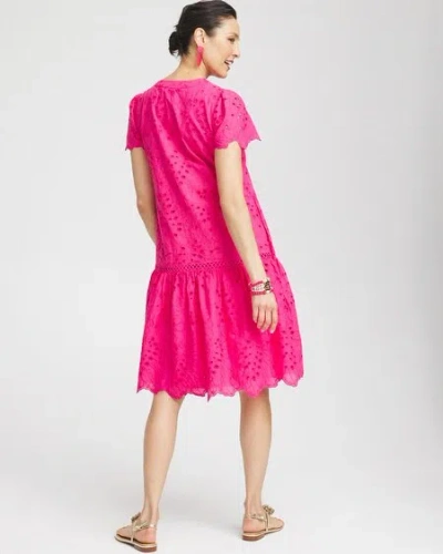 Shop Chico's Lace Popover Dress In Pink Bromeliad Size 0/2 |  In Navybound