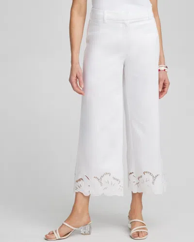 Chico's Cotton Sateen Cut Work Cropped Capri Pants In White Size 10 |  In White