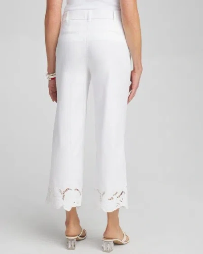 Chico's Cotton Sateen Cut Work Cropped Capri Pants In White Size 10 |  In White