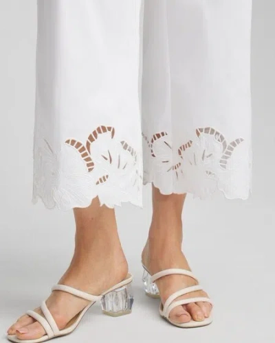Chico's Cotton Sateen Cut Work Cropped Capri Pants In White Size 10 |  In White