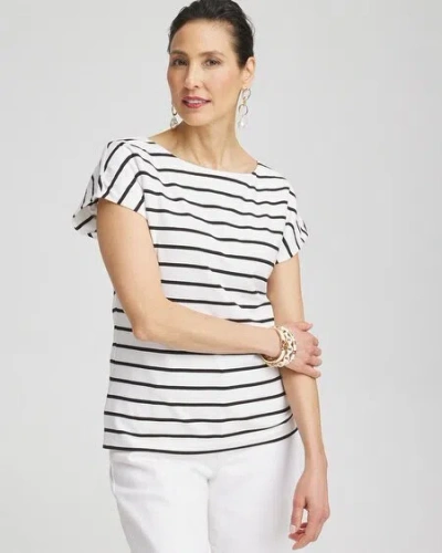 Shop Chico's Stripe Modern Cap Sleeve Tee In White Size 4/6 |