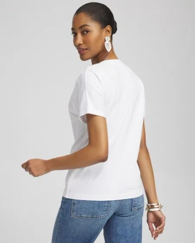 Shop Chico's Beaded Cotton Stretch Tee In White Size 12/14 |