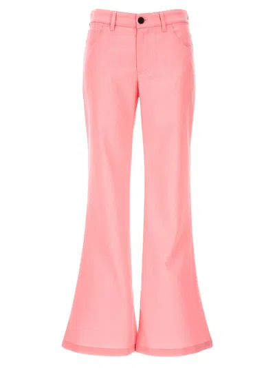 Shop Marni Logo Embroidered Flared Pants In Pink
