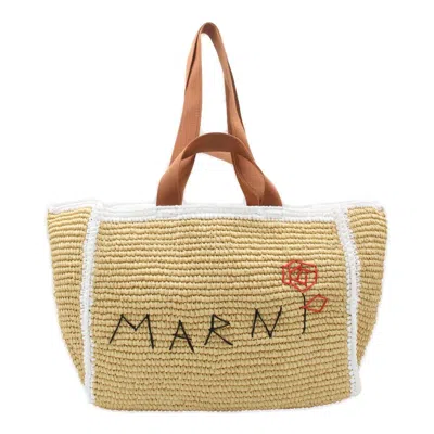 Shop Marni Logo In Beige