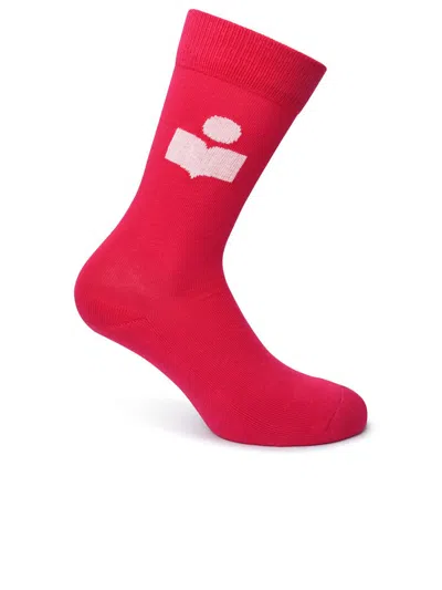 Shop Isabel Marant Logo Intarsia Knitted Socks In Pink