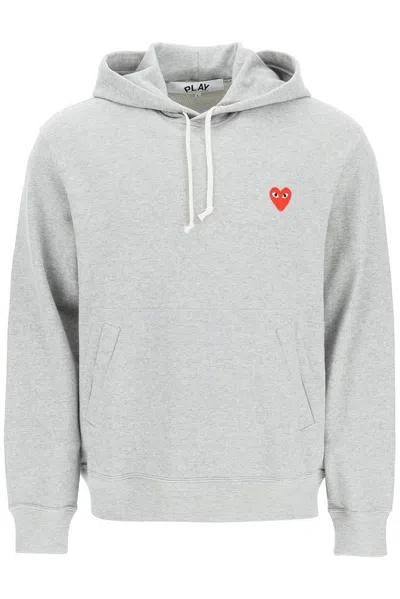 Shop Comme Des Garçons Play Heart Patch Hoodie In Grey