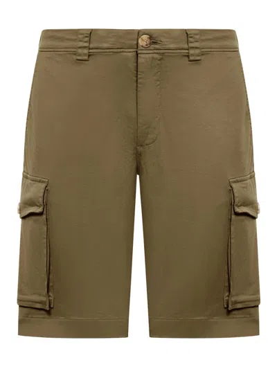 Shop Woolrich Button Detailed Cargo Shorts In Green