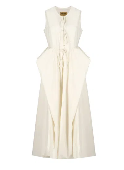 Shop Uma Wang Air Sleeveless Midi Dress In White