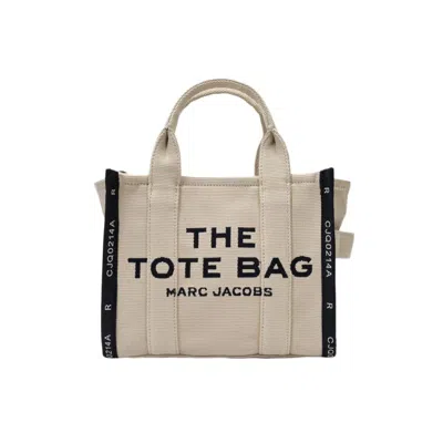 Shop Marc Jacobs The Mini Tote Bag Jacquard- Warm Sand - Cotton In Neutrals