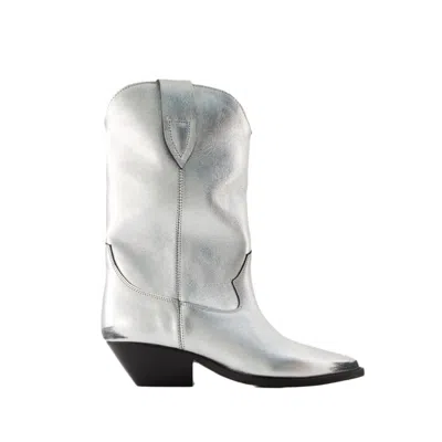 Shop Isabel Marant Duerto Boots - Leather - Silver In Grey