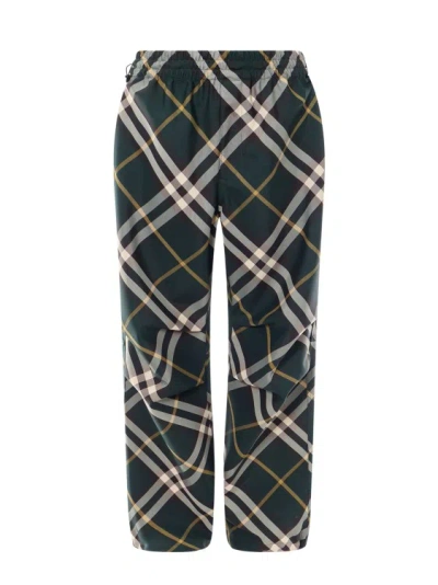 Shop Burberry Nylon Trouser With Check Print In Black