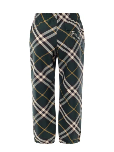 Shop Burberry Nylon Trouser With Check Print In Black