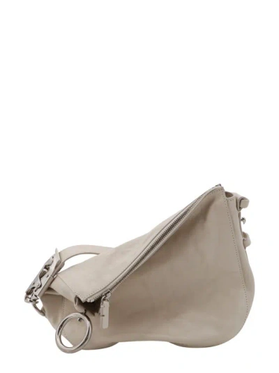 Shop Burberry Leather Shoulder Bag With Ekd Detail In Grey