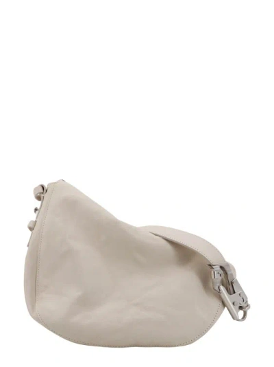 Shop Burberry Leather Shoulder Bag With Ekd Detail In Grey