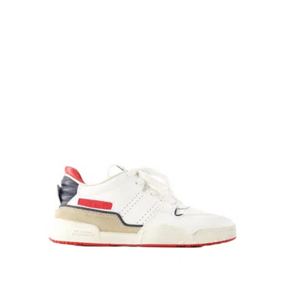 Shop Isabel Marant Emree Sneakers - Leather - Blue In White