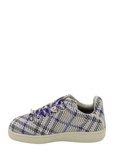 Shop Burberry Knit Sneakersw With Check Motif In Grey