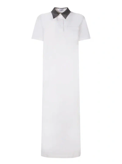Shop Brunello Cucinelli White Cotton Dress