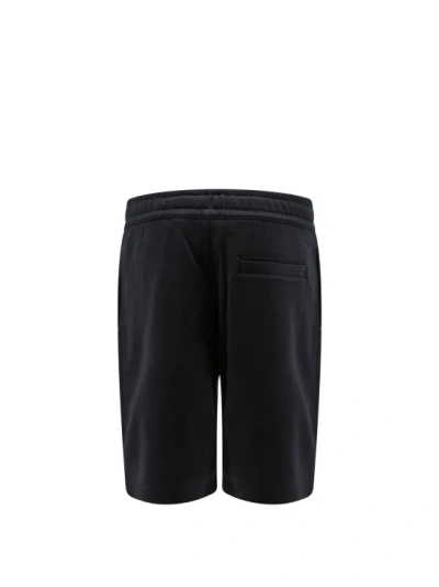 Shop Burberry Cotton Bermuda Shorts With Logo Patch In Black