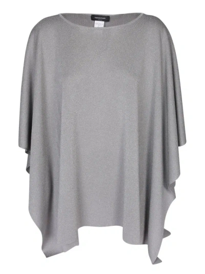 Shop Fabiana Filippi Elegant Cape With A Delicate Shimmer In Grey