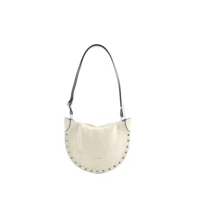 Shop Isabel Marant Mini Moon Shoulder Bag - Leather - Beige In White