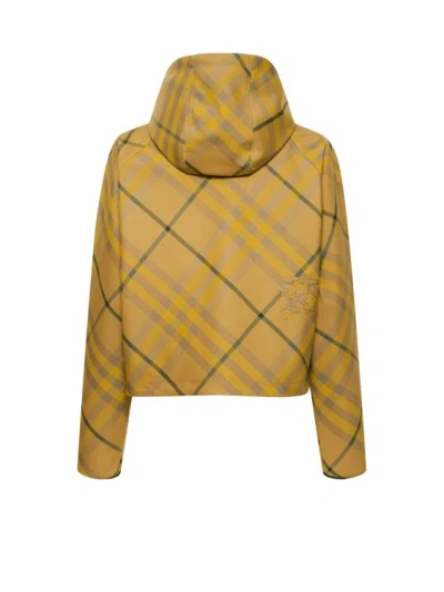 Shop Burberry Nylon Jacket With Check Motif In Brown