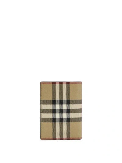 Shop Burberry E-canvas Card Holder With Vintage Check Print In Neutrals