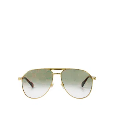 Shop Gucci Gg1220s Sunglasses -   - Gold/green - Metal In Grey