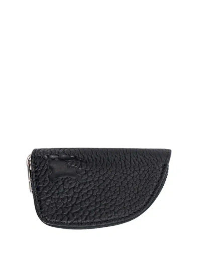 Shop Burberry Leather Coin Purse In Black