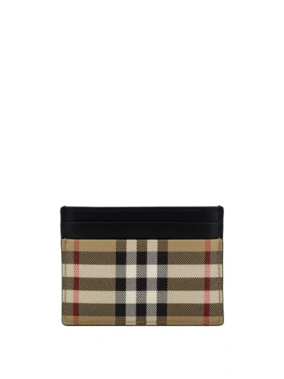 Shop Burberry Coated Canvas Card Holder With Check Motif In Black