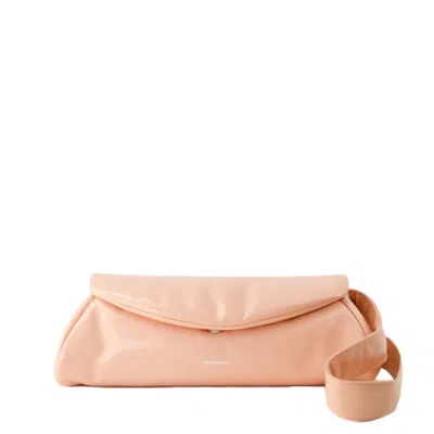 Shop Jil Sander Cannolo Grande Padded Hobo Bag - Leather - Peach Pearl In Neutrals