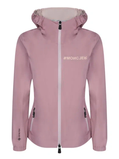 Shop Moncler Technical Hooded Jacket With Full Zip In Pink