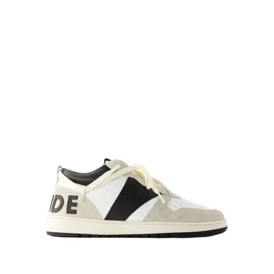 Shop Rhude Rhecess Low Sneakers - Leather - White/black In Neutrals
