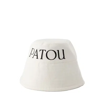 Shop Patou Bucket Hat - Cotton - White In Grey