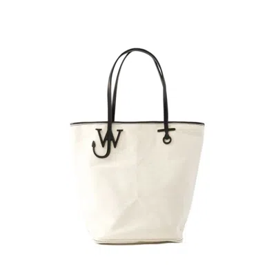 Shop Jw Anderson Anchor Tall Tote Bag - Canvas - Ivory/black In Neutrals