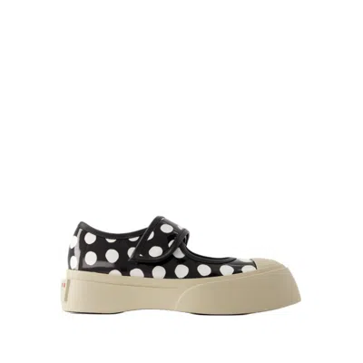 Shop Marni Mary Jane Sneakers - Leather - Black/lily White In Pink