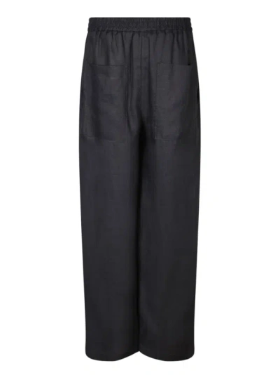 Shop Lardini High-quality Linen Trousers In Black