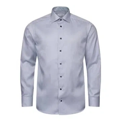 Shop Eton - Dark Blue Slim Fit Fine Striped Signature Twill Shirt 10001172325