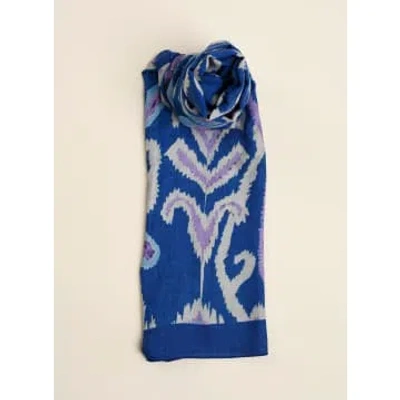 Shop La Fee Maraboutee Royal Ikat-inspired Blue And Lavender Scarf