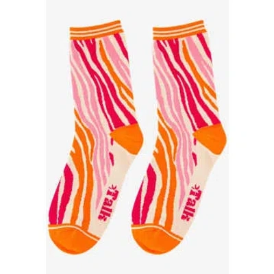 Shop Sock Talk Women's Zebra Print Bamboo Socks In Orange Pink